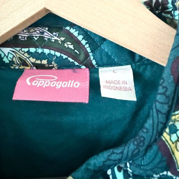 Cappagallo Cotton Quilted Jacket in Teal Paisley Floral - Size L - Picture 4 of 5